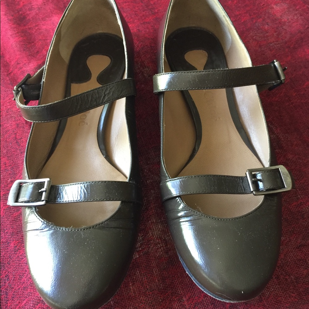 Chloe Brown Patent Leather Mary Jane Ballet Flats 38 | 7.5